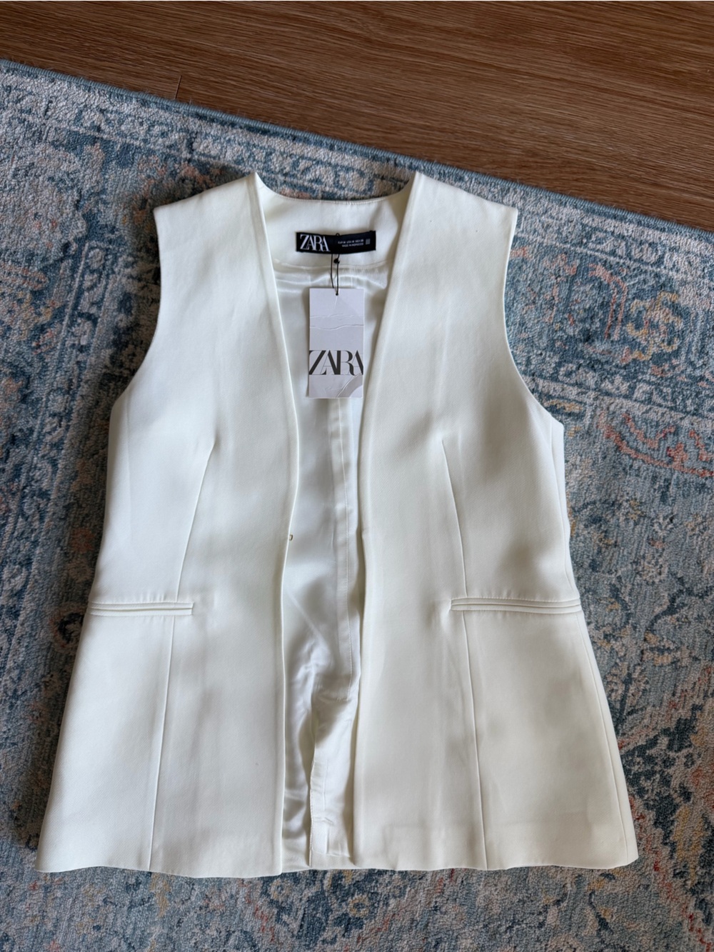 ZARA Cream Sleeveless Structured Vest